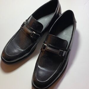 Calvin Klein Aidan Black Leather Bit Loafers - Men's Size 12 - Textured Vamp